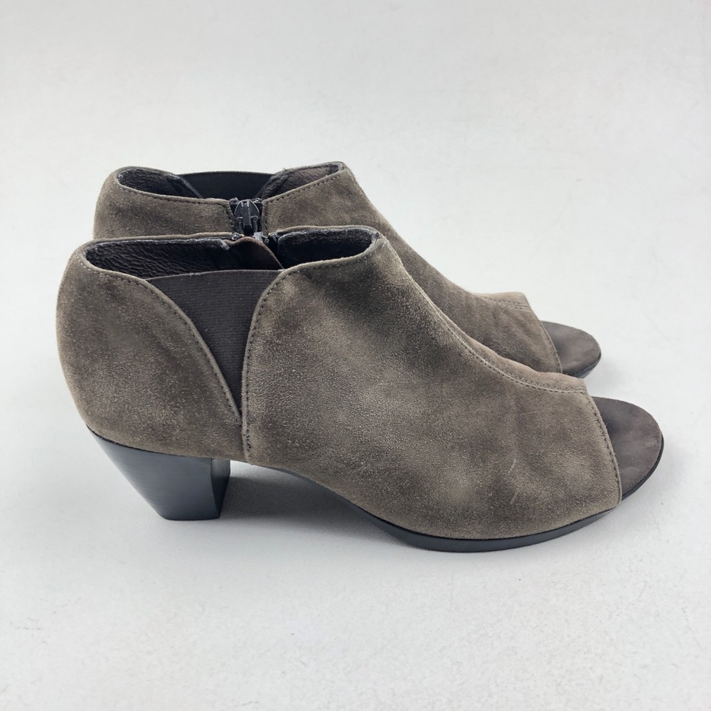 munro suede zip peep toe booties
